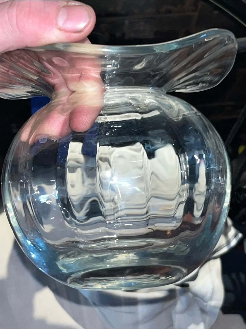 Vintage Mid-Century Modern Clear Paneled Swung Glass Vase MCM Stretch Art Glass